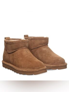 BearPaw Women's Short Suede Ankle Boots in Chestnut Brown